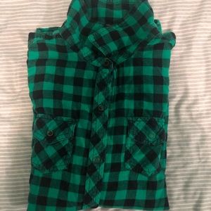 Green and black plaid shirt